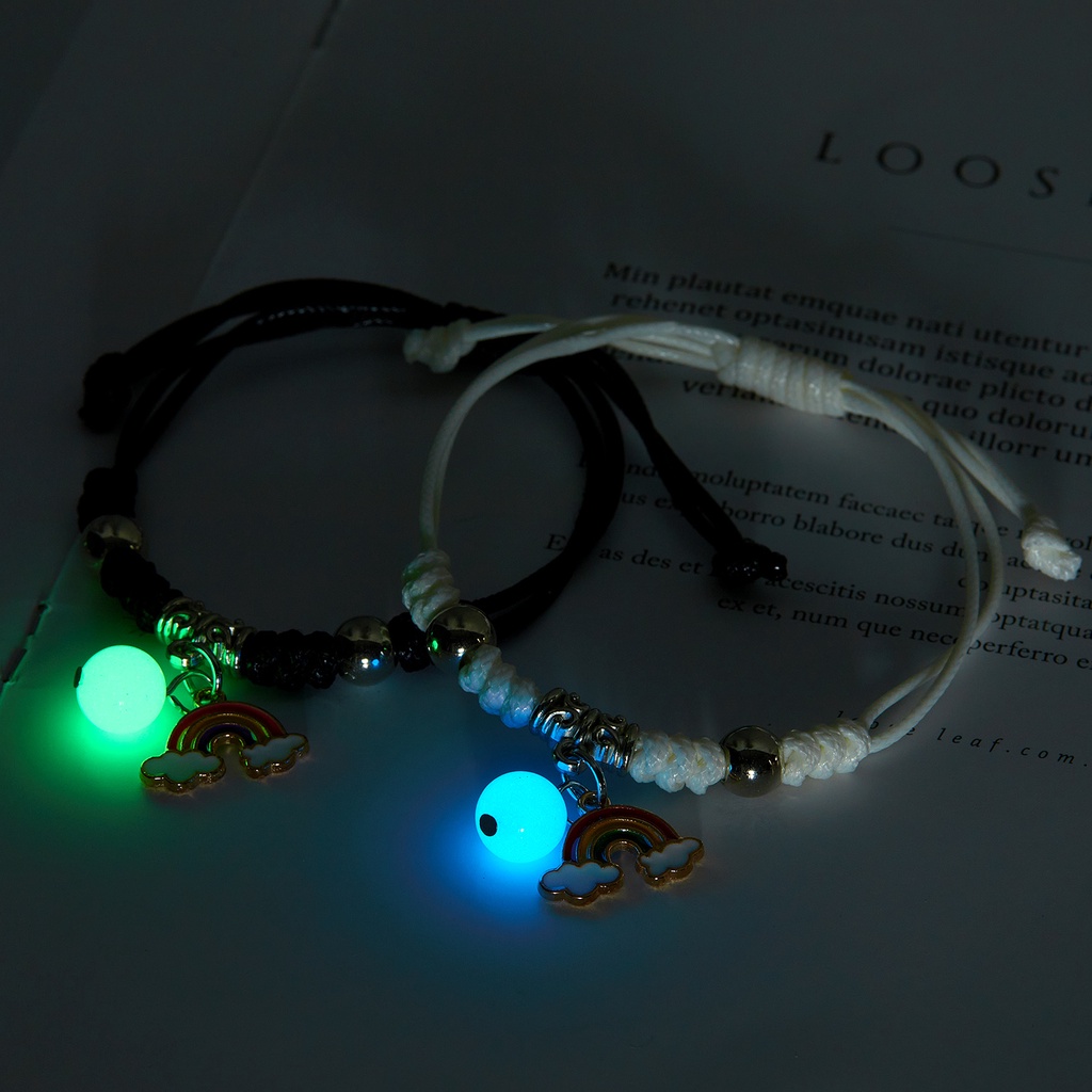 2pcs Gelang Desain Pentacle Butterfly Luminous Gaya Korea Untuk Hadiah Ulang Tahun