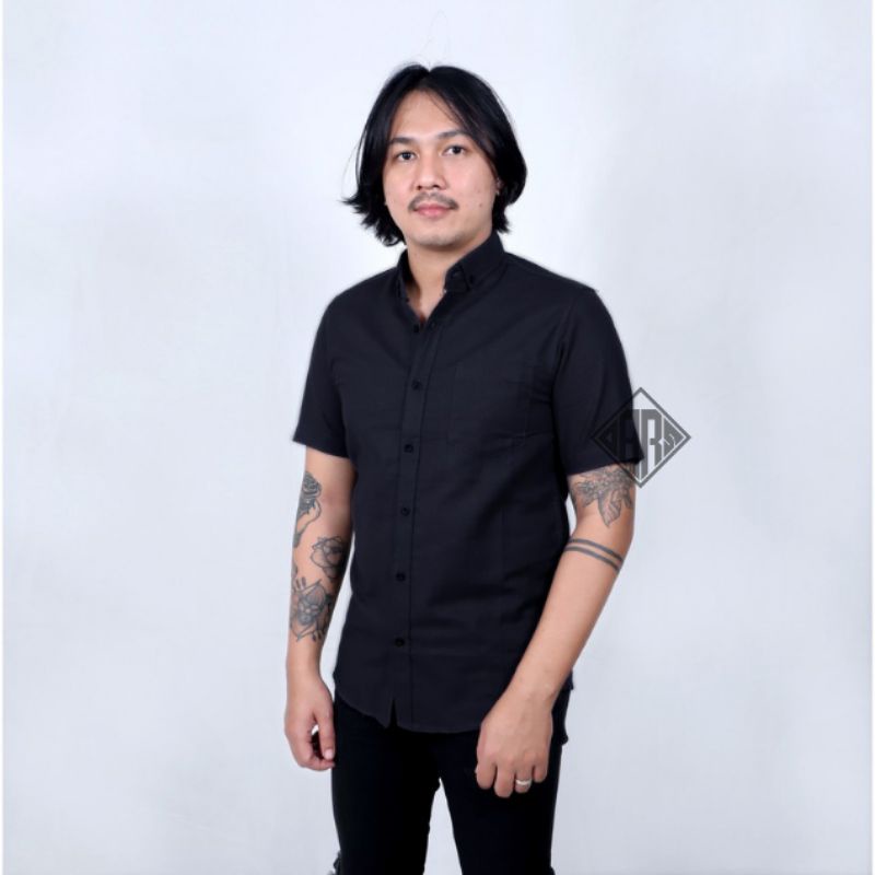 Kemeja Polos Lengan Pendek kemeja pria lengan pendek pakaian pria kemeja jumbo kemeja lengan pendek hitam putih biru muda abu muda navy army