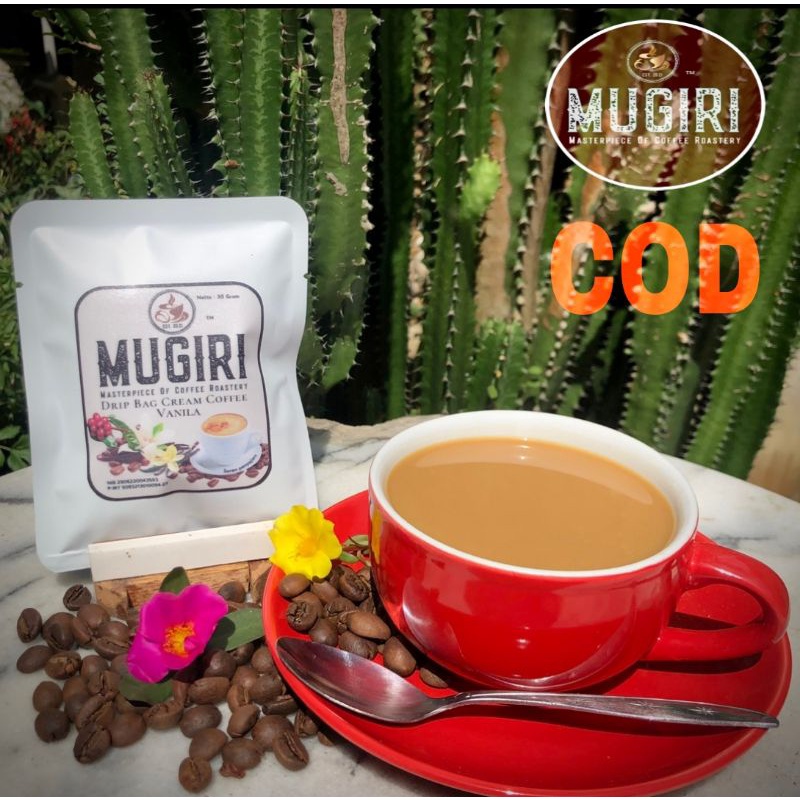 

Mugiri Kopi Drip Bag Coffee + Cream Powder Wine Arabica Rasa Vanila Siap Saji - 1pcs