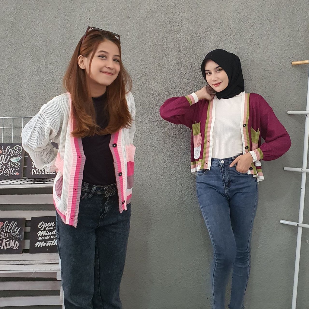 Nura Cardi Rajut (COD) / Sweater & Cardigan / Cardi Rajut Wanita / Cardi Rajut Wanita Korean Style /