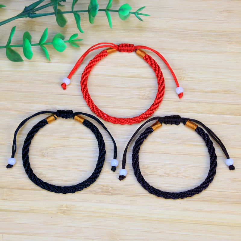 Gelang Tangan Tali Anyam Adjustable Gaya Korea Untuk Pasangan / Pria / Wanita