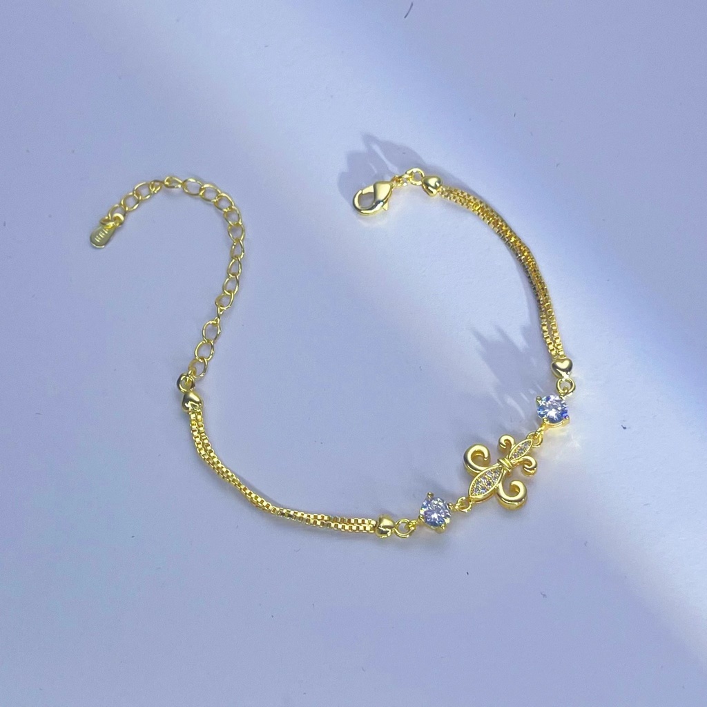 Goldkingdom Perhiasan Fashion Emas Asli Kadar 375 Bangkok Aksesoris Ready Stock Gelang Iris Hias Berlian Untuk Wanita Desain Kecil Bintang Emas - Berlapis Gelang Bersinar Terang