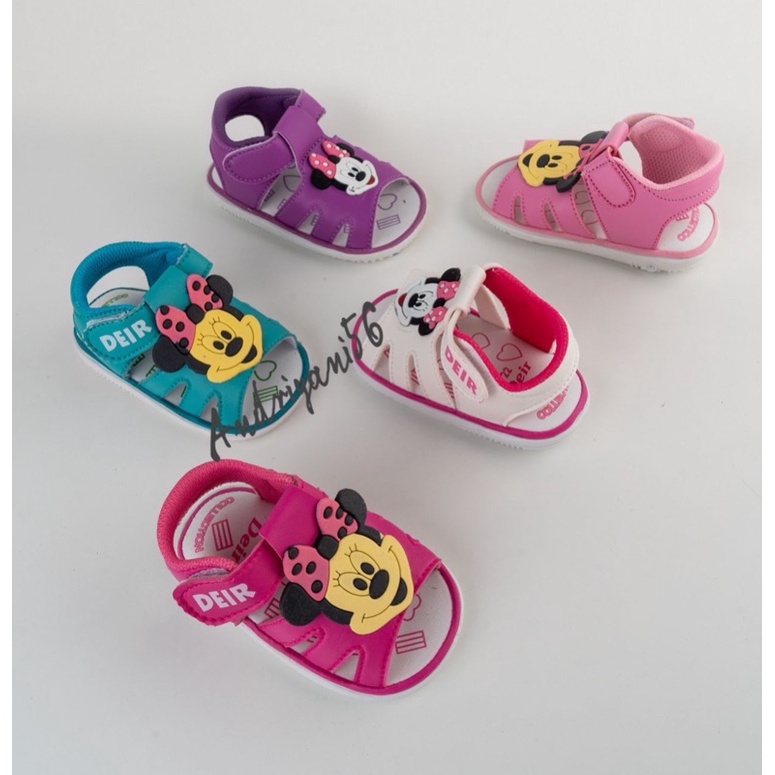 Sepatu Sendal Anak Cewek/ Perempuan Bunyi Cit Cit Usia 1 2 3 Tahun Murah Minie Mouse Lucu Perekat