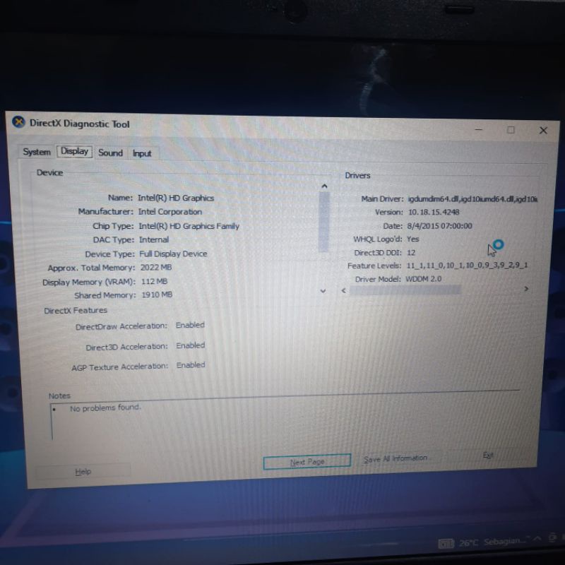 Laptop Acer Aspire E5-411 Celeron N2955U Ram 4GB HDD 500GB 15inch windows 10 siap pakai