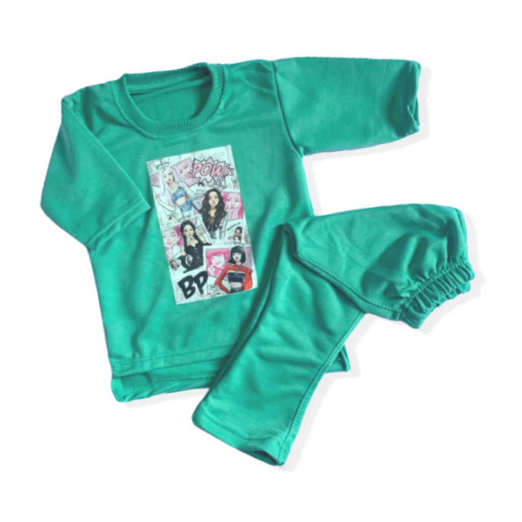 Setelan Tunik Anak Baby Terry Lengan 3/4 Anak Perempuan / Baju Setelan Anak - AMR198
