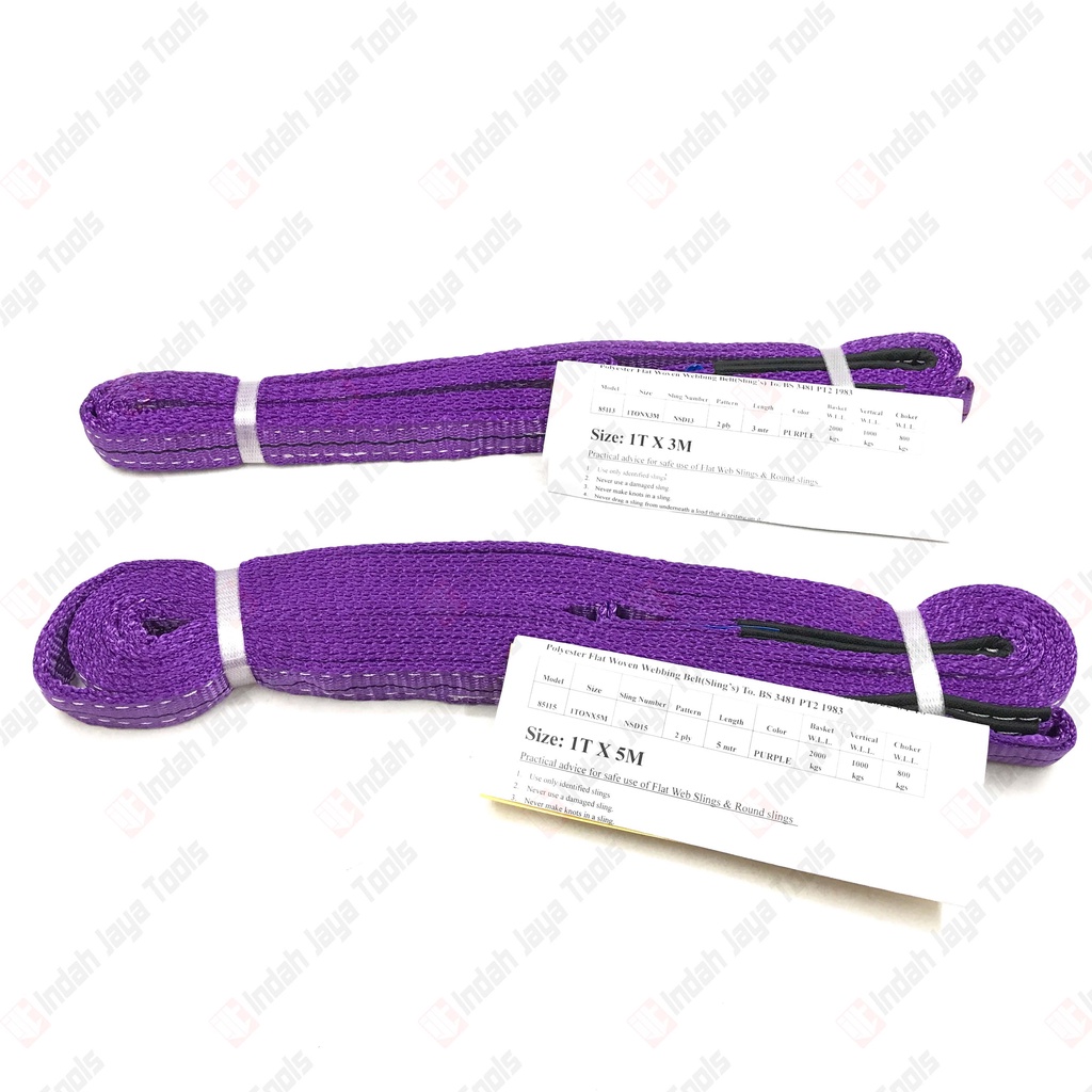 BENZ Webbing Sling Belt 1 TON Ungu - Tali Angkat Double Ply