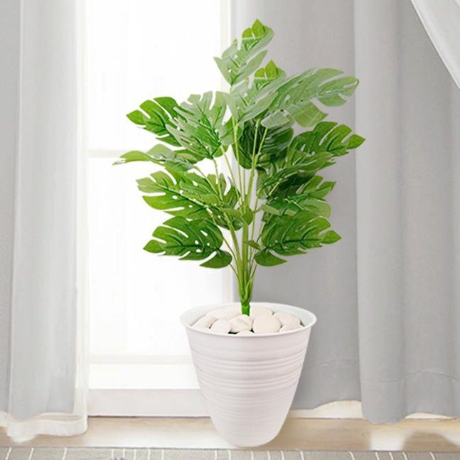 TANAMAN JUMBO DENGAN POT Tawon Pirus Monstera Keladi Zebra Lengkap Batu Bunga Artifisial "PBE.18Oc22