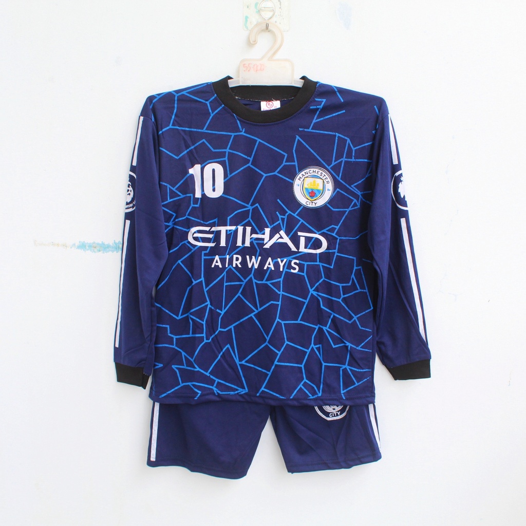 baju bola kiper mancester city baju kiper anak man.city hitam 6-12 th