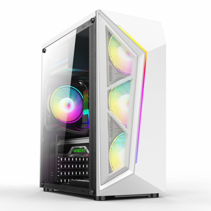 Casing Casing Pc / Komputer Alseye A4 Putih Tempered Glass