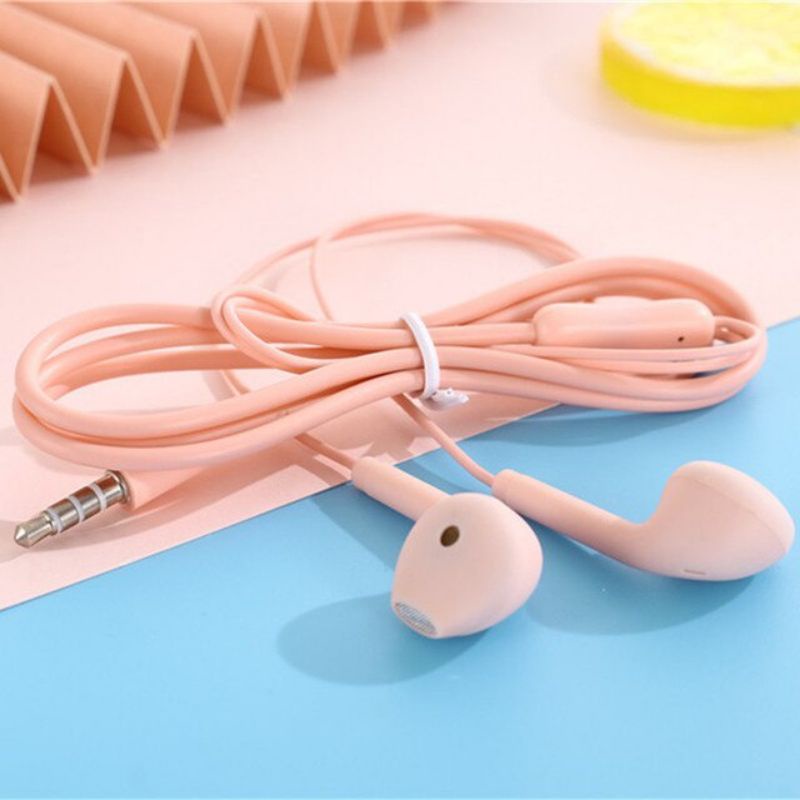 HEADSET MACARON U19 Hifi Stereo Extra Bass Handsfree Matte Colorfull Earphone Jack 3.5mm With Mic (Plastik Bening)