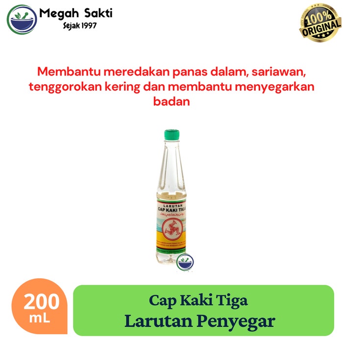 

Megah Sakti - Larutan Cap Kaki Tiga 200 mL - Pereda Panas Dalam botol Tawar