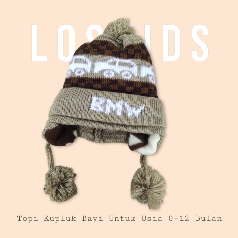 Topi bayi Topi kupluk bayi Pompom 0-12 Bulan Motif BMW