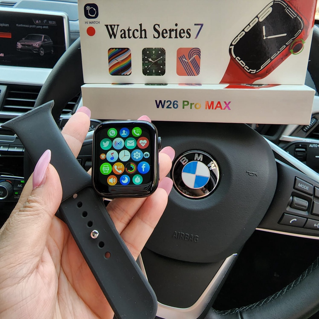 (Ori Bergaransi) SmartWatch Series 7 T500+Pro / T500 Plus Pro / W26+Pro Full Layar (Bisa Custom Foto | Telponan | Notifikasi Wa dll | Jam Tangan Pintar