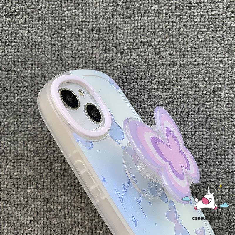 Gradient Fantasy Butterfly Kartun Lucu Manyo Kucing Anjing Bracket Phone Grip Korea Holder Ring Universal Scalable Phone Stand Holder