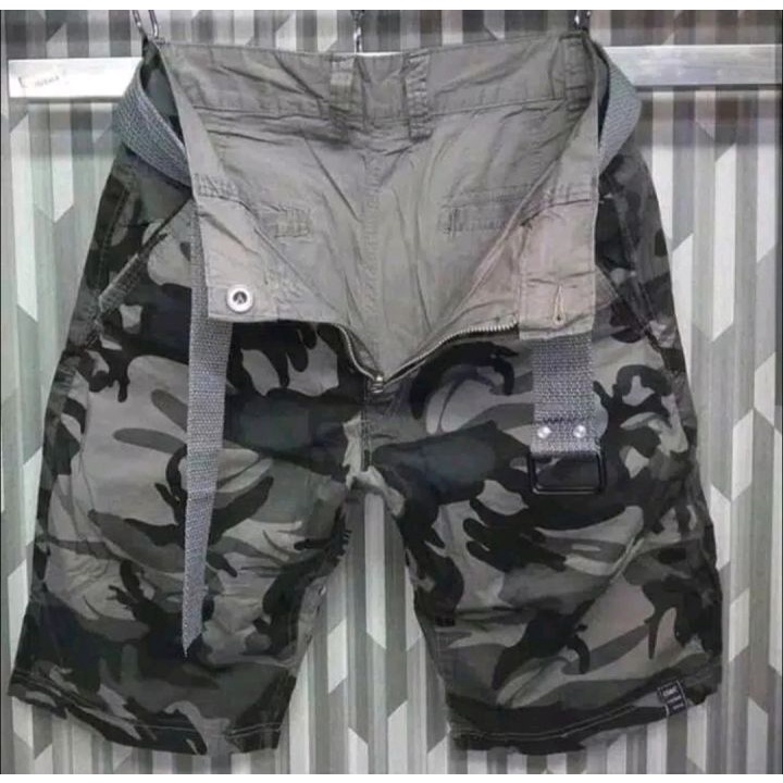 CELANA PENDEK ARMY LORENG PRIA IMPORT BISA BOLAK BALIK FREE SABUK IKAT PINGGANG