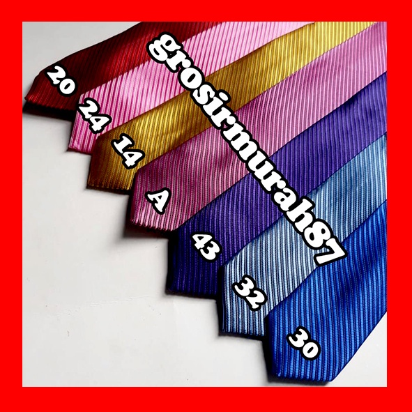 dasi slim salur lebar ujung 5 cm / 2 inch gold biru pink ungu ready stock