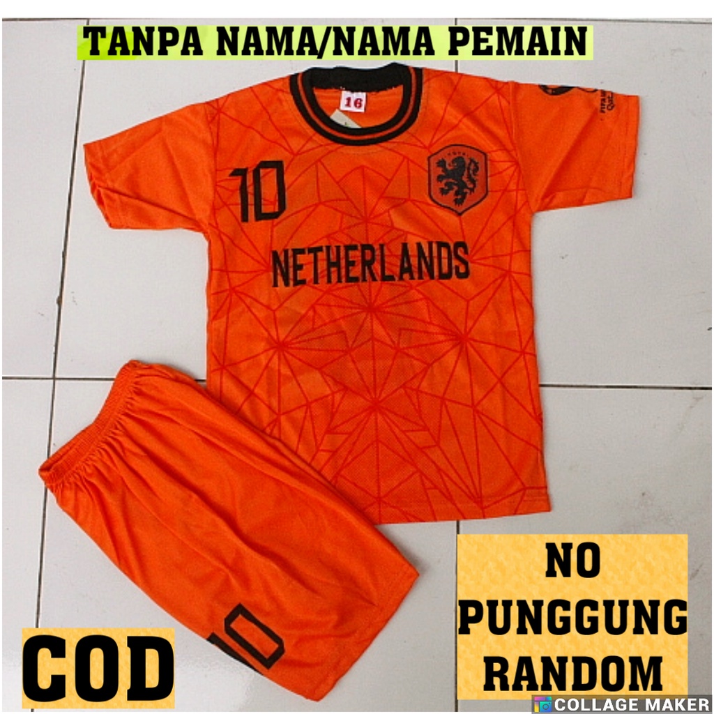 setelan baju bola anak murah/baju bola anka nederland/setelan baju bola sablon nama