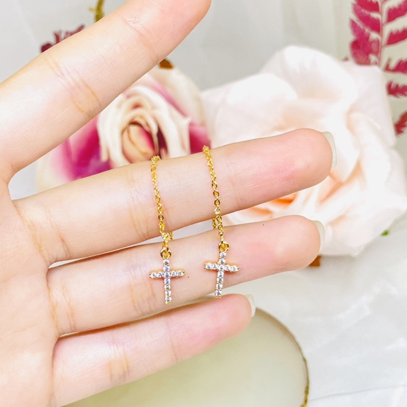 Anting serut salib permat emas  Xuping