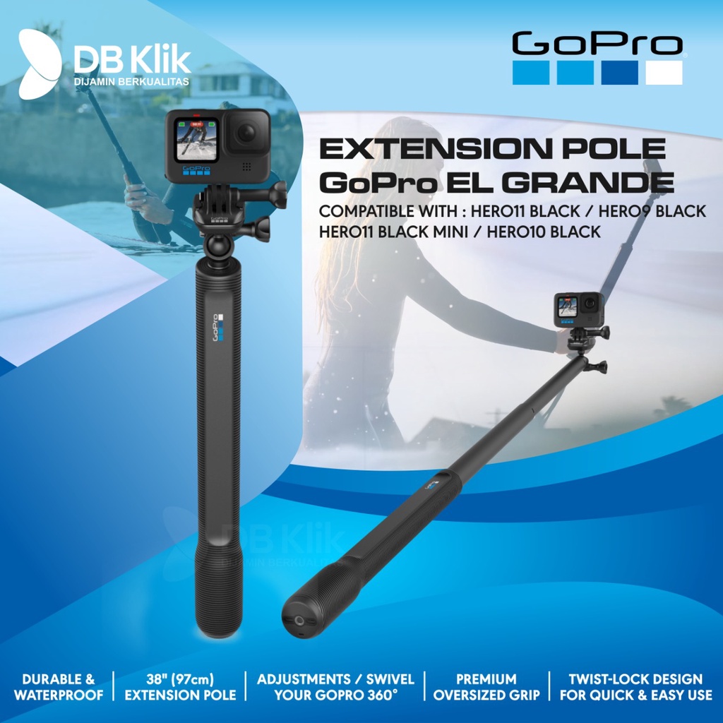 Extension Pole GOPRO El Grande 38in 360' Rotation For All GoPro Camera