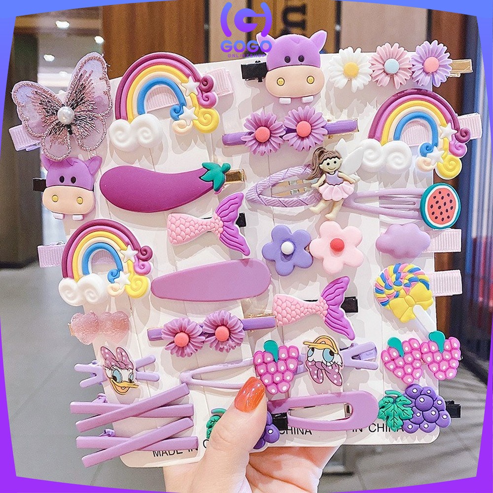 GOGO-C317 Set Jepit Rambut Anak 14 IN 1 / Hair Clip Anak / Jepitan Rambut Anak Perempuan / Jepit Rambut Korea Anak