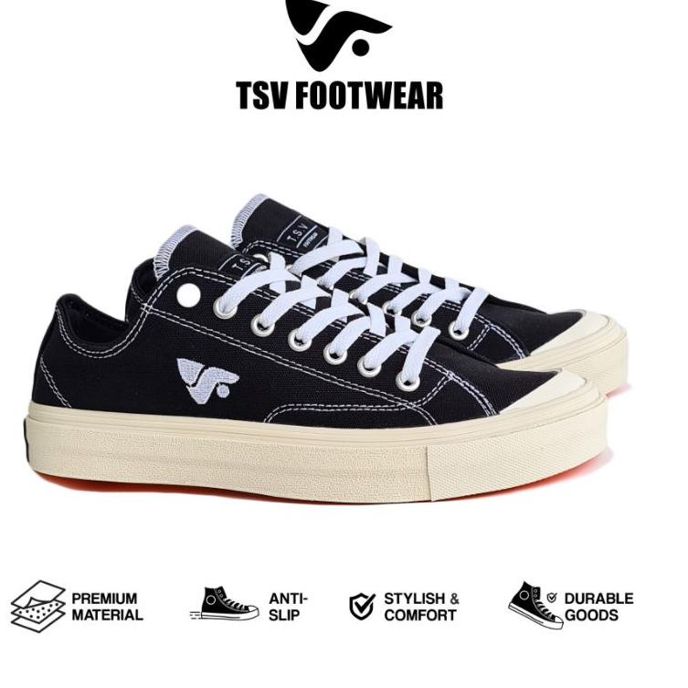 [CODEFR18] TSV FOOTWEAR-RIVERY Sneakers sepatu low hitam-Sepatu sneakers unisex-Sepatu pria wanita k