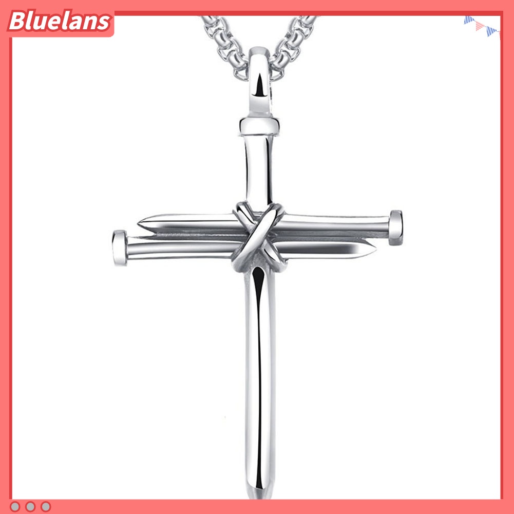 [bluelans]Fashion Man Women Titanium Steel Cross Pendant Long Chain Necklace Jewelry Gift