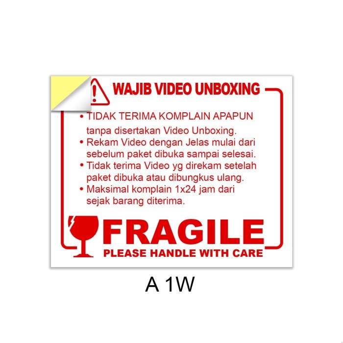 

Sticker Video Unboxing Fragile Pecah Belah - A1W