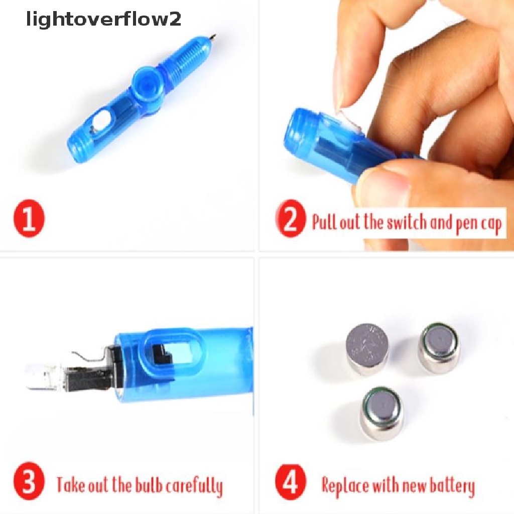 (lightoverflow2) Mainan Fidget spinner Gyro Bentuk Pulpen Dengan Lampu Led Untuk Anak (ID)