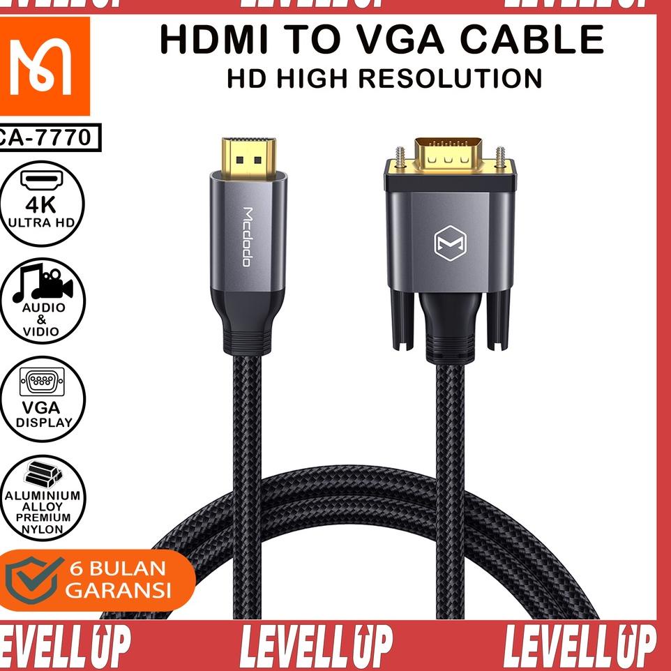 Banyak dicari--MCDODO CA-7770 Kabel HDMI To VGA 4K HD Audio Video Premium Nylon Braided