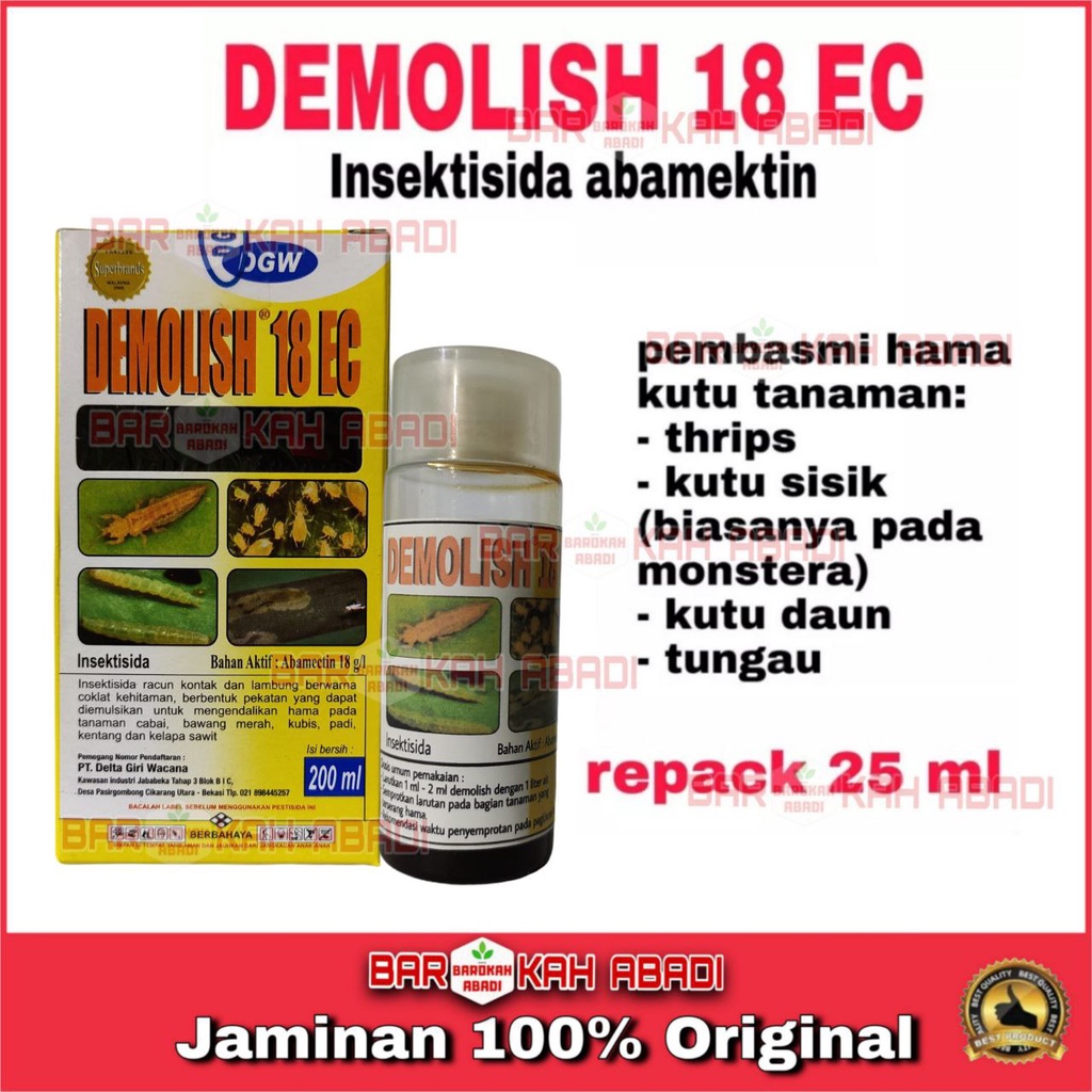 DEMOLISH 18EC repack 25 ml insektisida abamektin pembasmi hama pada tanaman