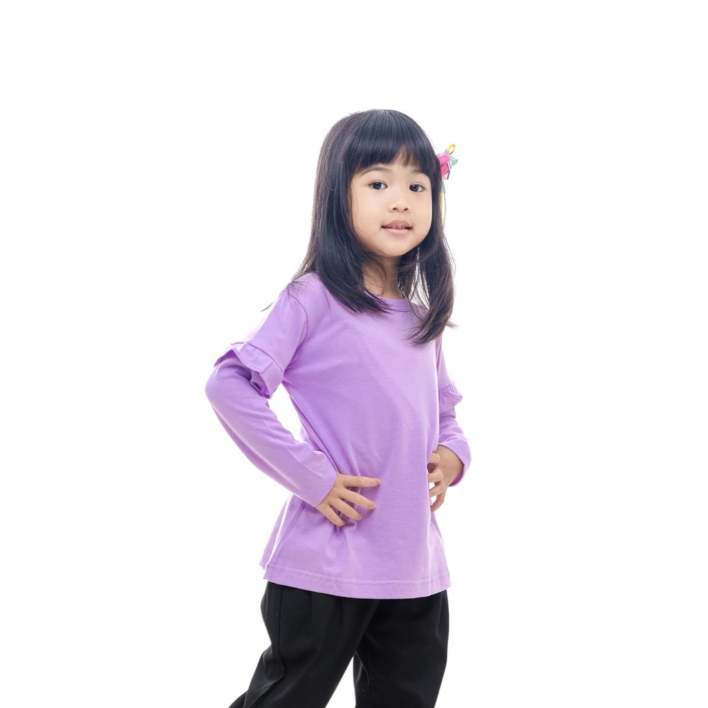 BAJU ANAK PEREMPUAN / KAOS ANAK PEREMPUAN / PAKAIAN ANAK CEWEK POLOS RAMPEL TANGAN LILAC BRAND SUPERKSIDCLOTH 1 - 11 TAHUN