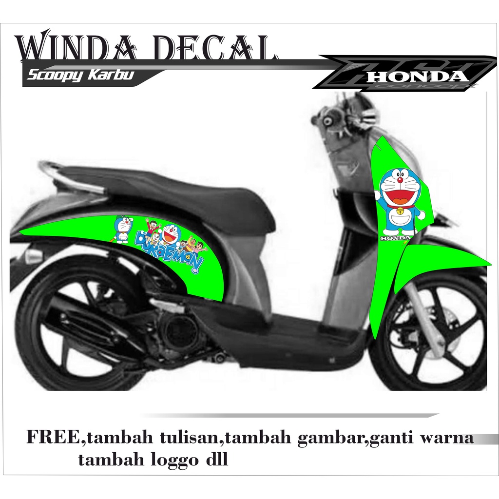 Decal scoopy karbu full body motif doraemon