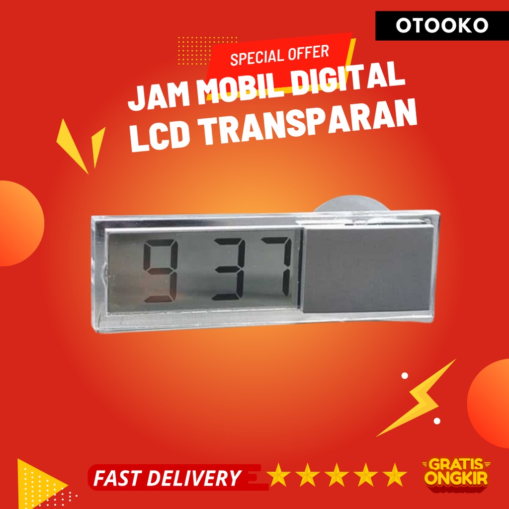 Jam mobil dashboard digital analog led LCD Transparan Kecil Mini Tempel Kaca Sucker Cup