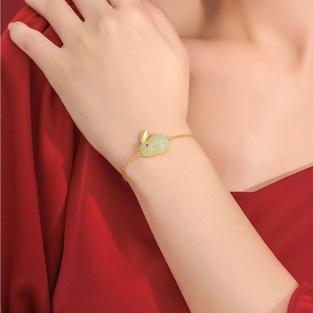 NEEDWAY Needway 2023gelang Giok Kelinci Baru Trendi Vintage Hadiah Untuk Desainnya Rasa Temperamen Perhiasan Fashion Yang Dapat Disesuaikan