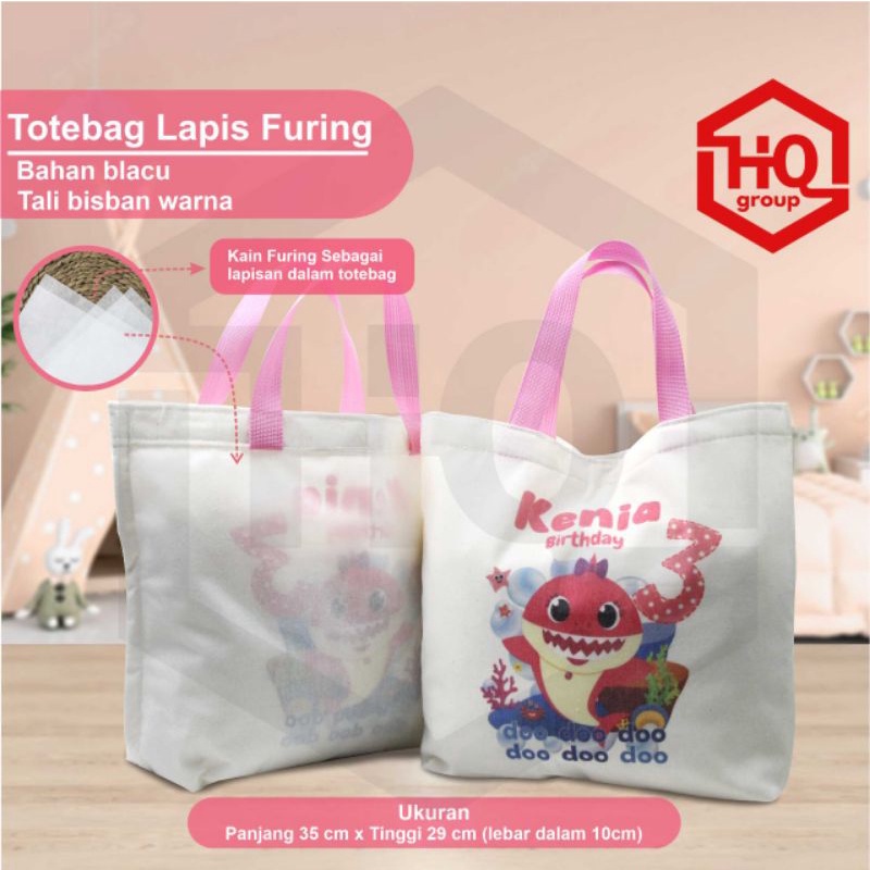 totebag ulang tahun anak/totebag custom/furing/35x10x29