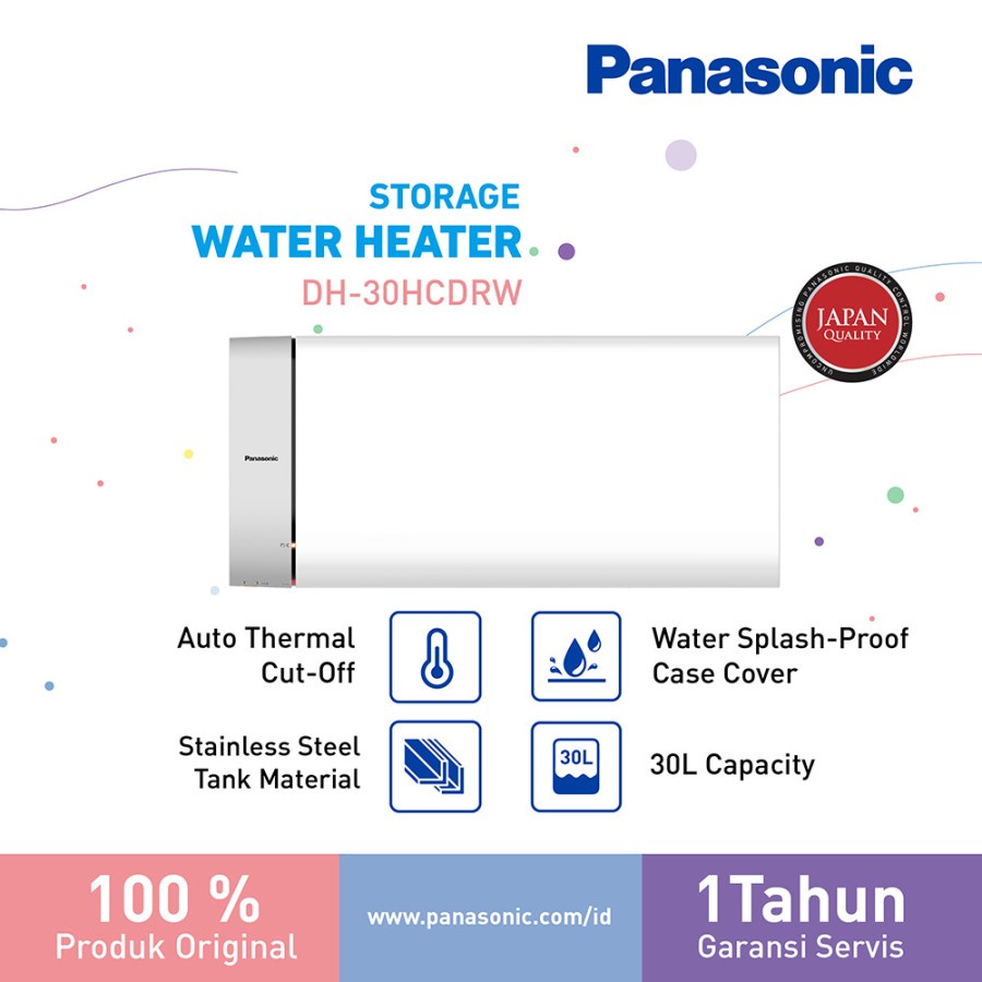 Panasonic 30HCDRW Water Heater 30 Liter Pemanas Air 500 Watt