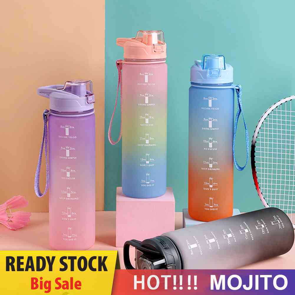 Botol Air Minum 1000ml Portable Dengan Penanda Waktu Untuk Olahraga / Fitness / Outdoor