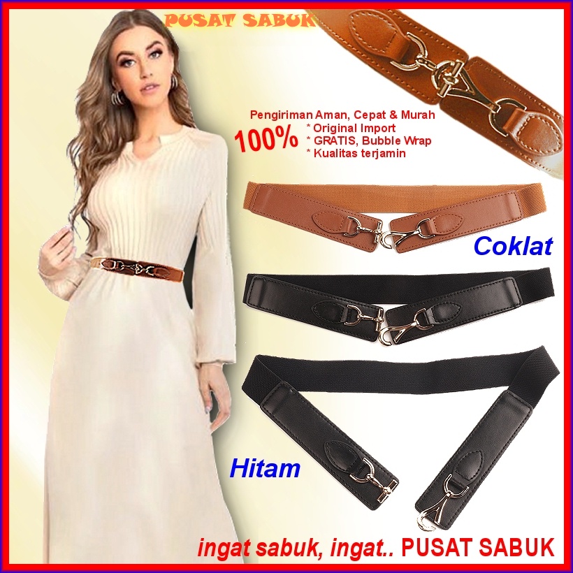 Gesper Ikat Pinggang Belt Wanita Sabuk Fashion Korea Obi Elastis Karet Cewek ban Kulit Cantik gaun Murah Kekinian Gasper Terbaru Grosir Murah Import Tali Hitam Coklat Gold Model Blet Kecil Ramping Besar Oby Dewasa Pesta Kuat Awet Cm Inch Emas