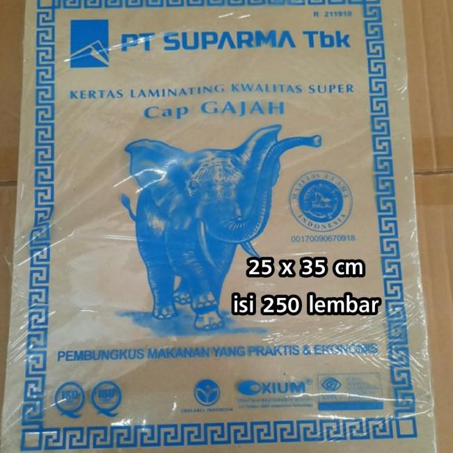 

Kertas Coklat Bungkus Nasi Cap Gajah Biru 25x35cm isi 250 lembar