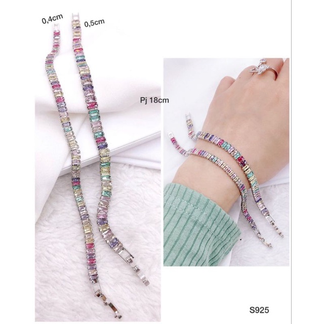 Gelang Premium Silver925 Perak Mata kilau Mirip emas asli  Anti Karat Anti Alergi Gelang Full mata kilau Branded import GT204