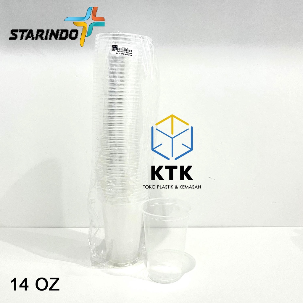 Gelas Plastik Starindo 14 Oz Bening [50 pcs] Cup PP Tebal 7 gr Natural
