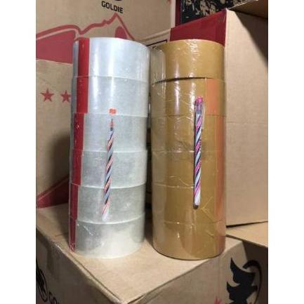 

6 Roll Lakban Goal Tape Bonus 1 Biji Pulpen 45Mm 2 Inch 100 Yard Murah Loh