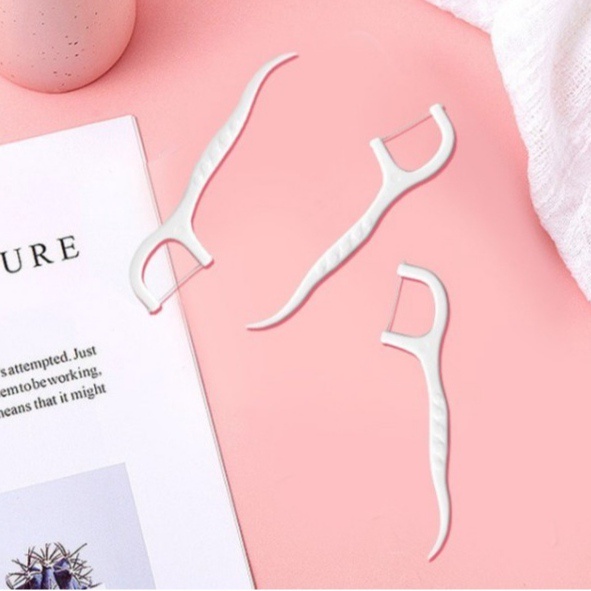 Dental Floss Toothpick isi 50pcs/ Box Benang Tusuk Gigi