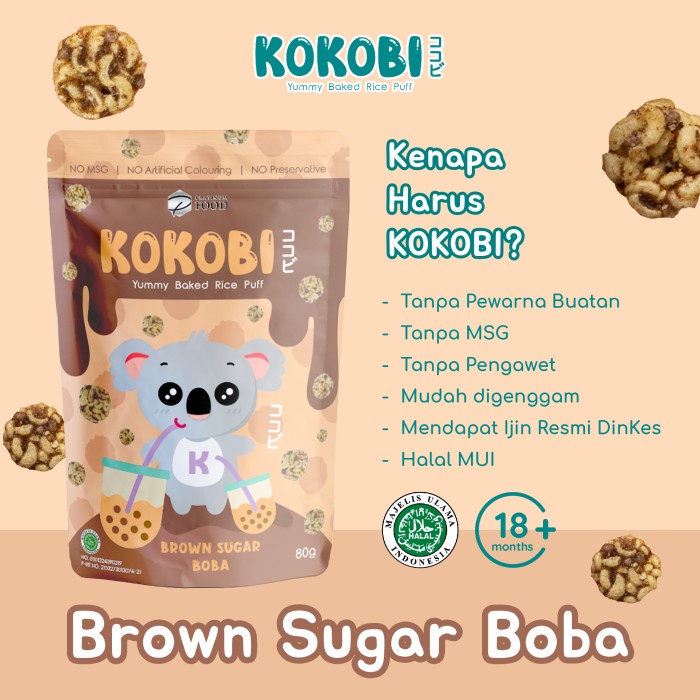 Abe Food Kokobi Yummy Baked Rice Puff Snack Anak NO MSG - 80gr (Ready Varian Rasa)