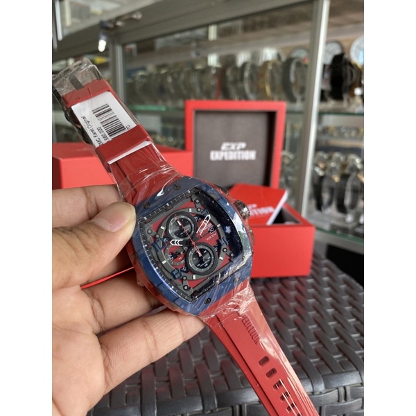 Jam tangan Pria Expedition  Original  tipe Exp 6782MC Karet merah  kombinasi biru Garansi resmi 1 ta
