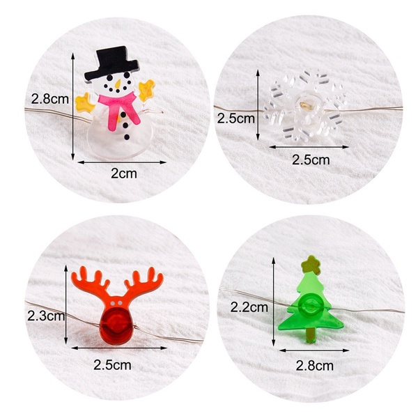 Lampu String 20 LED 2M Bentuk Santa Claus / Snowman / Snowflake / Rusa Untuk Dekorasi Pohon Natal 2023