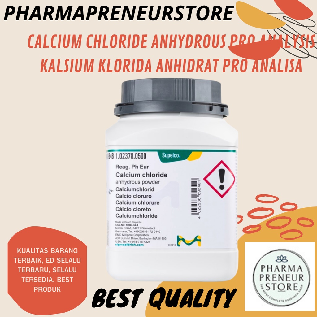 CALCIUM CHLORIDE ANHYDROUS / KALSIUM KLORIDA ANHIDRAT (CaCl2.H2O) PRO ANALISA 25 GRAM, 50 GRAM, DAN 100 GRAM BEST QUALITY