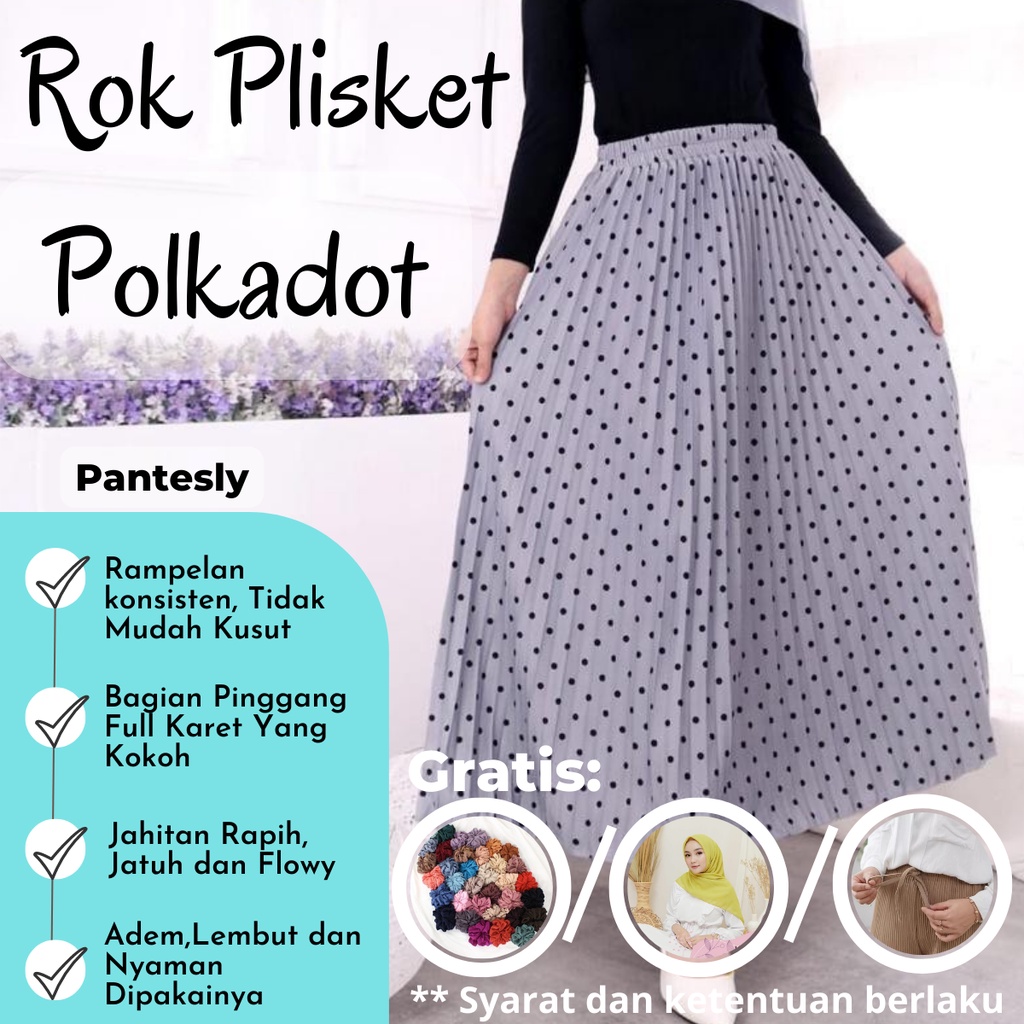 ROK PLISKET PREMIUM POLKADOT Rok Plisket Lipatan Polkadot Rok Lipatan Premium