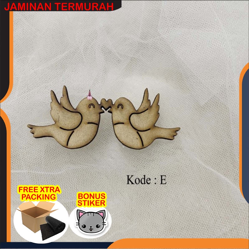 Grosir Sepasang Burung Merpati MDF| Hiasan Frame Dekorasi Mahar - 5x19cm E Keren