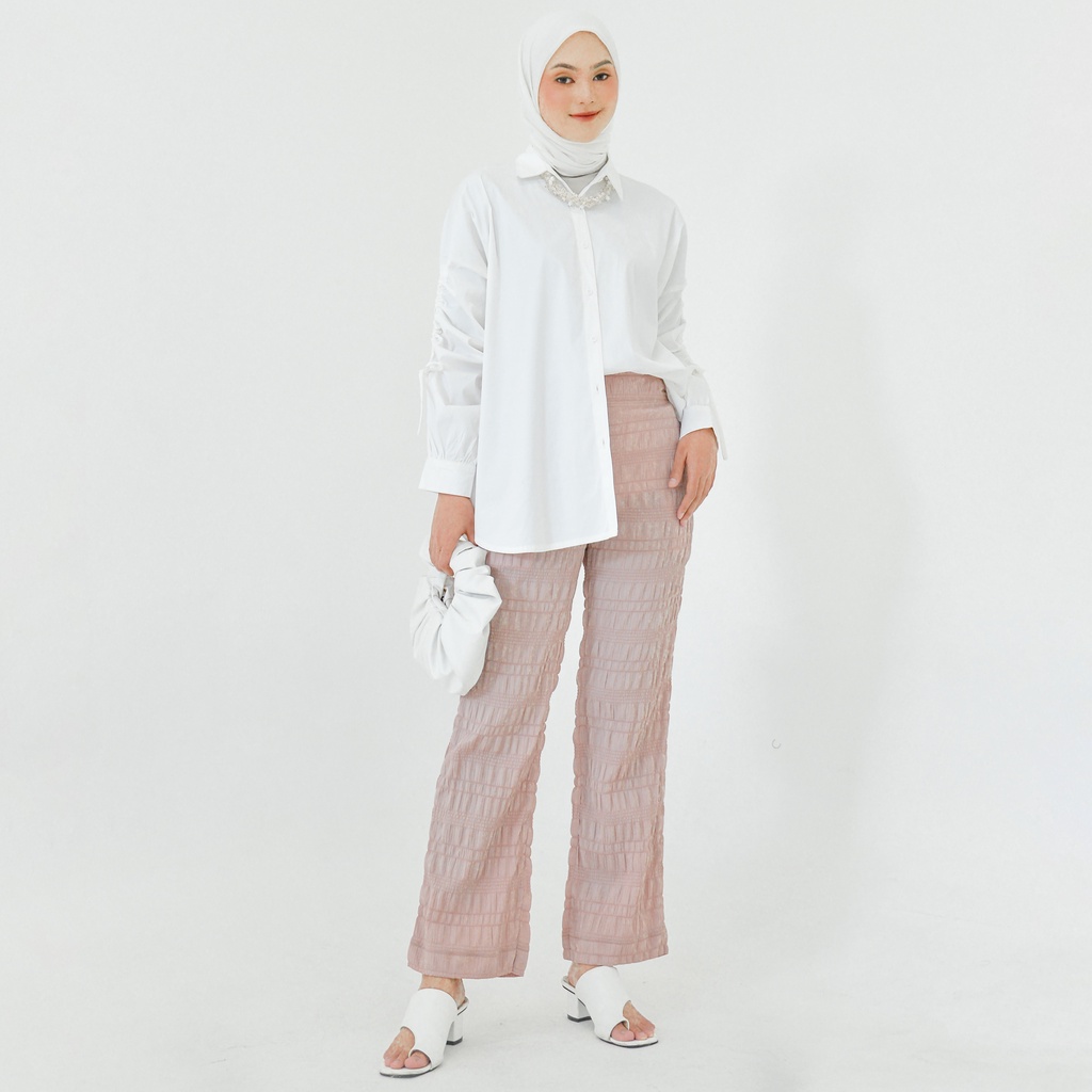 NUNA Aiki Textured Pants | celana panjang wanita polos crinkle